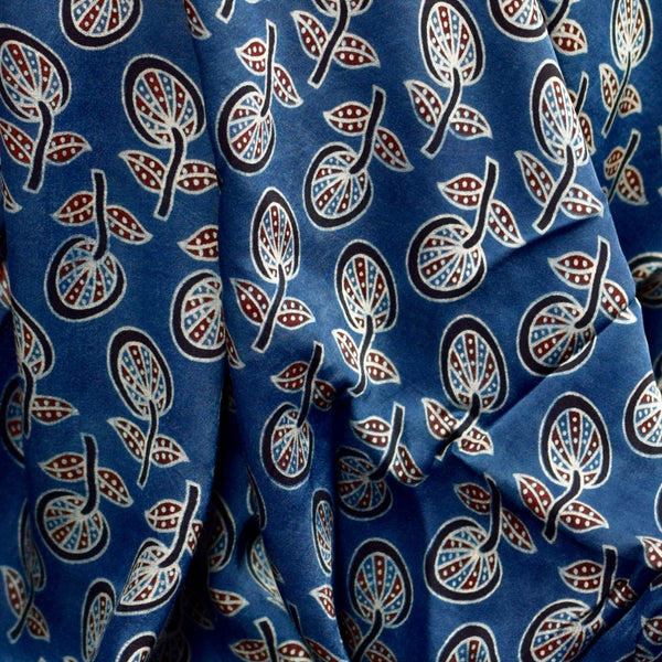 INDIGO HANDBLOCK AJRAKH MODAL SILK FABRIC