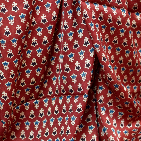 RED HANDBLOCK AJRAKH MODAL SILK FABRIC