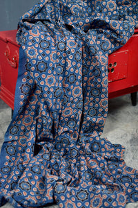 INDIGO HANDBLOCK AJRAKH COTTON FABRIC