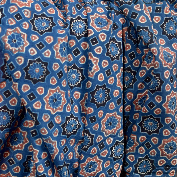 INDIGO HANDBLOCK AJRAKH COTTON FABRIC