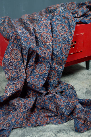 INDIGO HANDBLOCK AJRAKH COTTON FABRIC