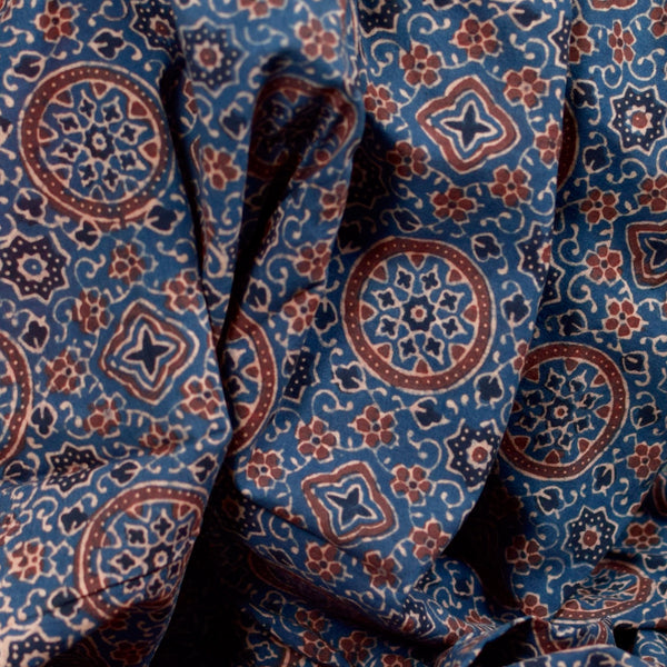 INDIGO HANDBLOCK AJRAKH COTTON FABRIC