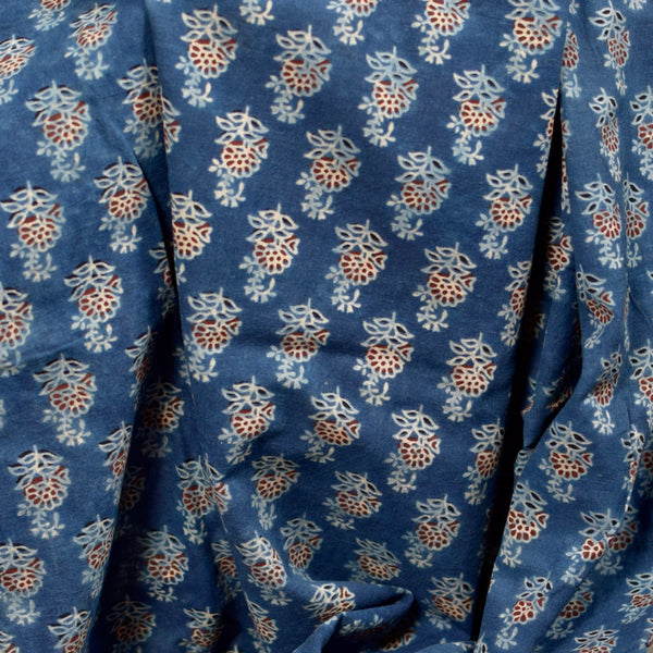 INDIGO HANDBLOCK AJRAKH COTTON FABRIC