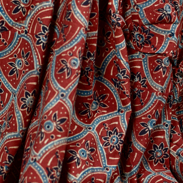 RED HANDBLOCK AJRAKH COTTON FABRIC