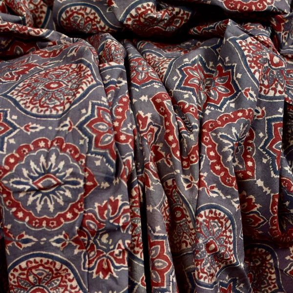 BROWN HANDBLOCK AJRAKH COTTON FABRIC