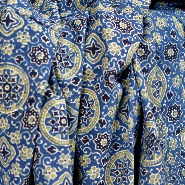 INDIGO HANDBLOCK AJRAKH COTTON FABRIC