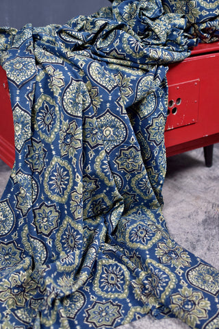 INDIGO HANDBLOCK AJRAKH COTTON FABRIC