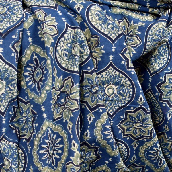 INDIGO HANDBLOCK AJRAKH COTTON FABRIC