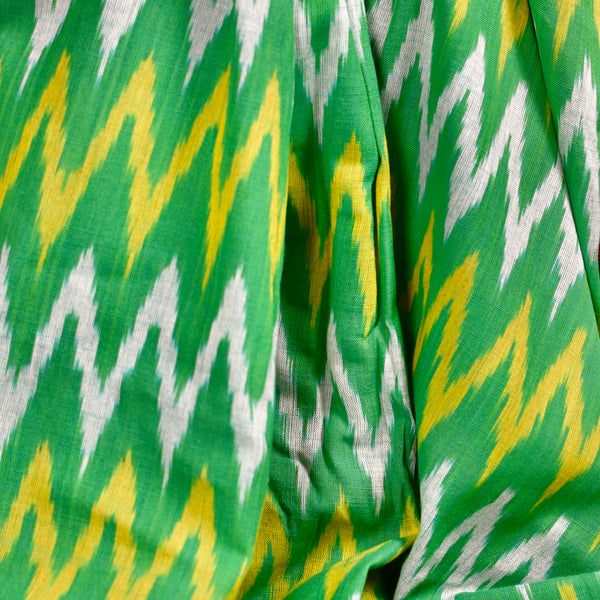 POCHAMPALLY GREEN SINGLE IKAT COTTON FABRIC