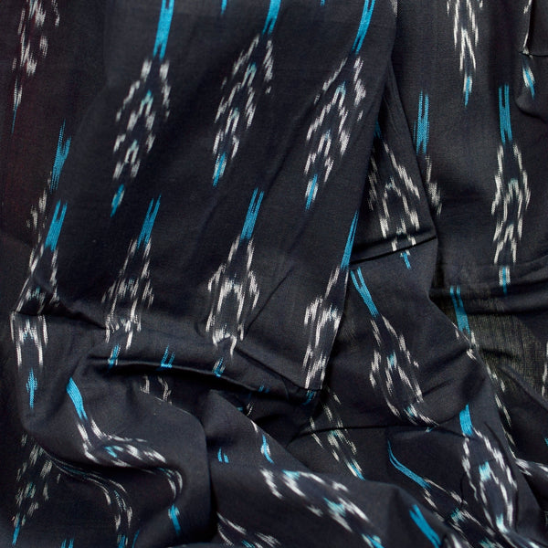 POCHAMPALLY BLACK SINGLE IKAT COTTON FABRIC