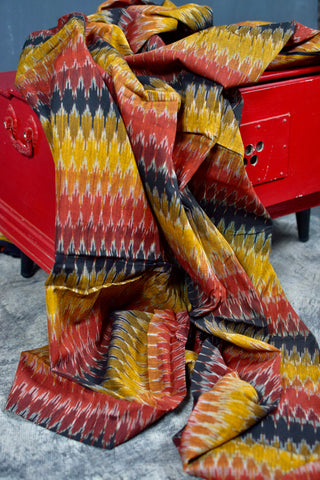 POCHAMPALLY MULTICOLOURED SINGLE IKAT COTTON FABRIC