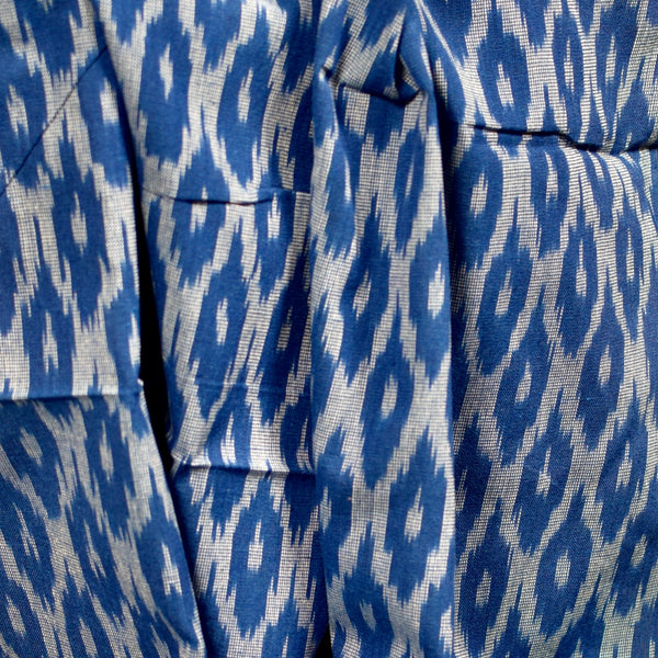 POCHAMPALLY BLUE SINGLE IKAT COTTON FABRIC