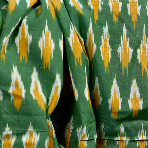 POCHAMPALLY GREEN SINGLE IKAT COTTON FABRIC