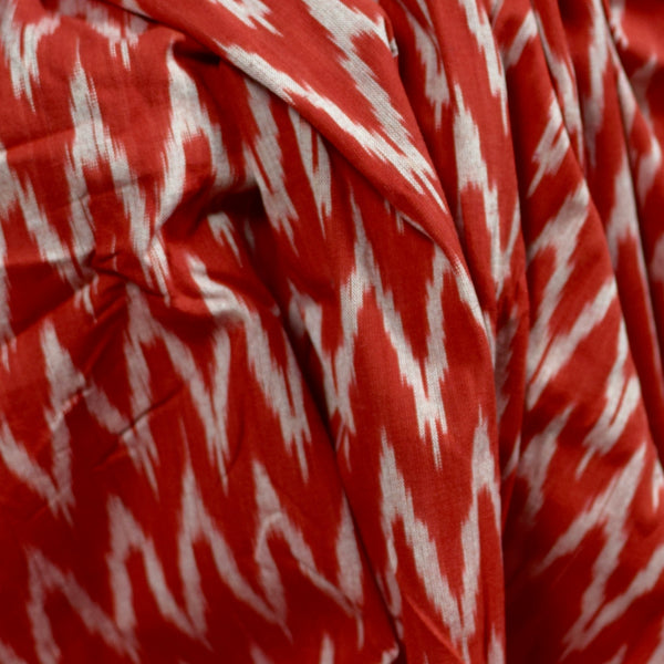 POCHAMPALLY RED SINGLE IKAT COTTON FABRIC