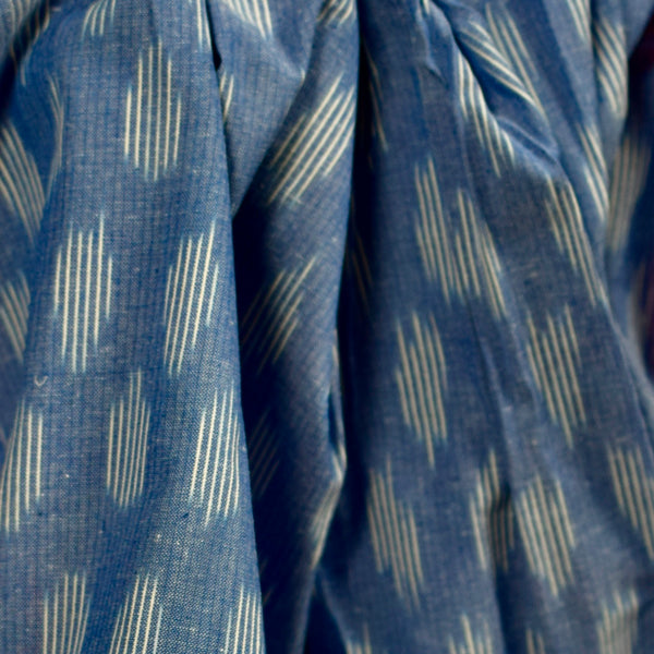 POCHAMPALLY DENIM BLUE SINGLE IKAT COTTON FABRIC