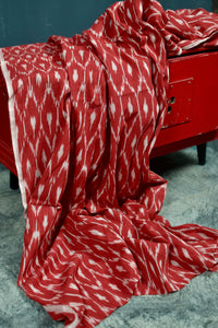 POCHAMPALLY RED SINGLE IKAT COTTON FABRIC