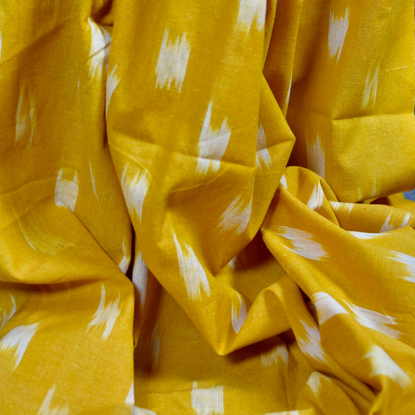 POCHAMPALLY YELLOW SINGLE IKAT COTTON FABRIC