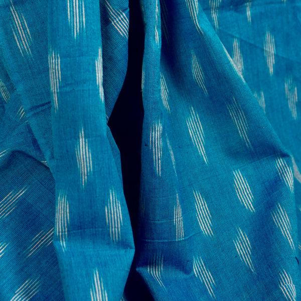 POCHAMPALLY SKY BLUE SINGLE IKAT COTTON FABRIC