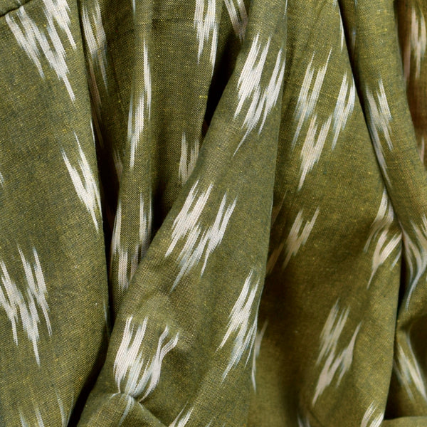 POCHAMPALLY OLIVE GREEN SINGLE IKAT COTTON FABRIC