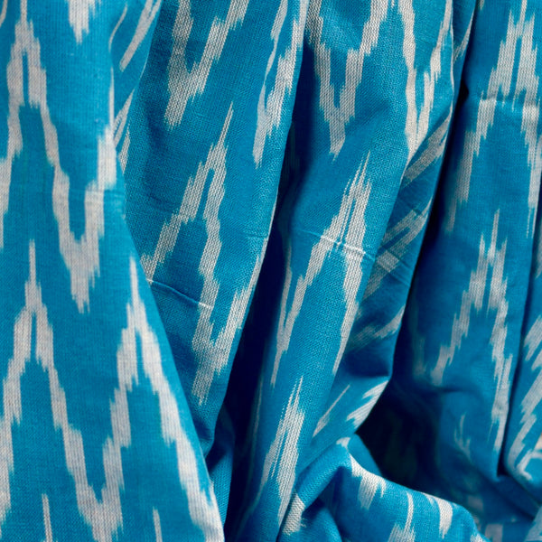 POCHAMPALLY SKY BLUE SINGLE IKAT COTTON FABRIC