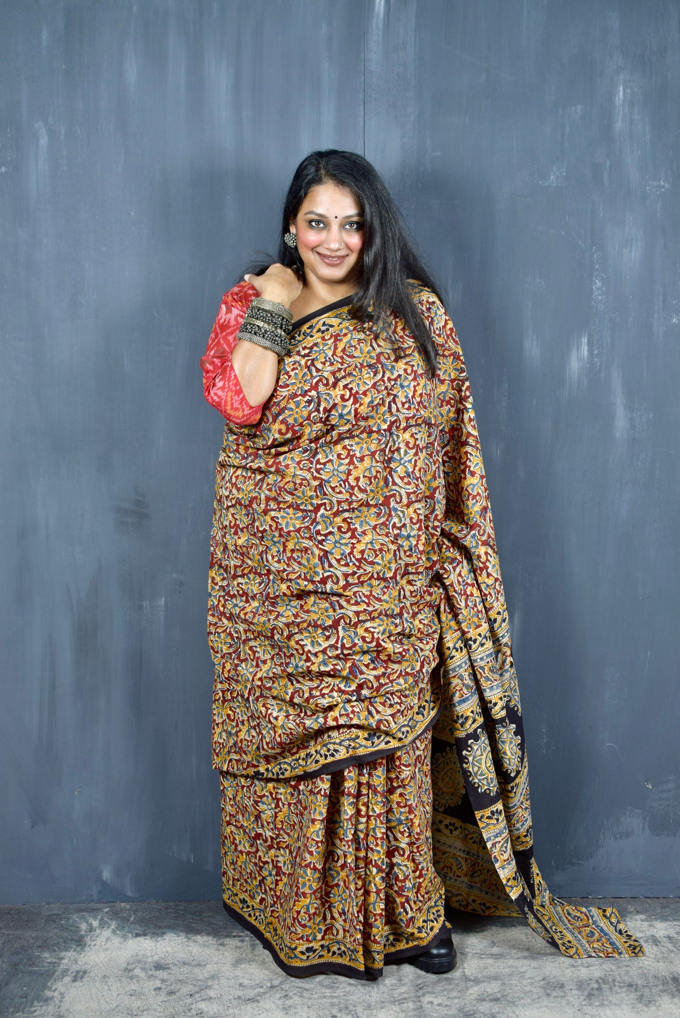 HANDBLOCK MACHILIPATNAM KALAMKARI COTTON SAREE