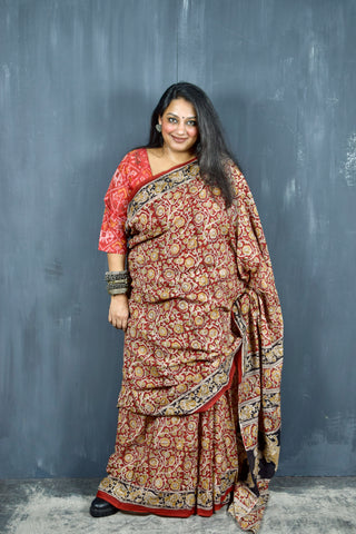 HANDBLOCK MACHILIPATNAM KALAMKARI COTTON SAREE