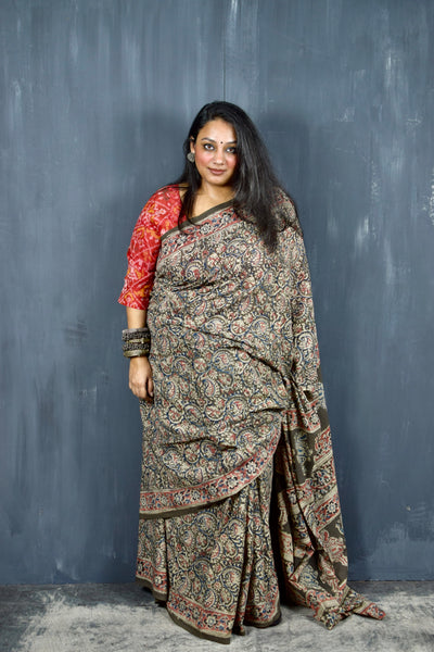 HANDBLOCK MACHILIPATNAM KALAMKARI COTTON SAREE