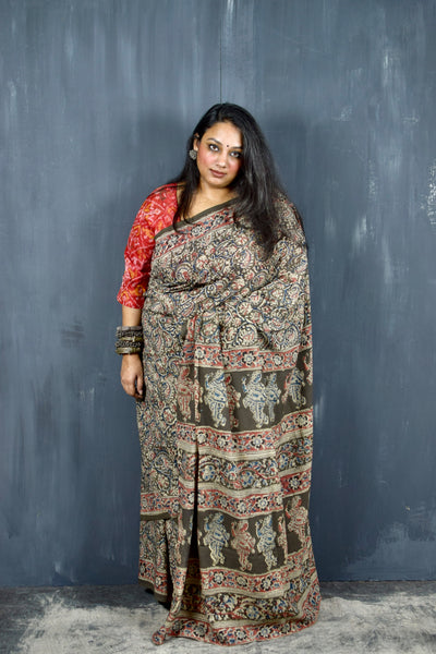 HANDBLOCK MACHILIPATNAM KALAMKARI COTTON SAREE