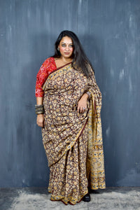 HANDBLOCK MACHILIPATNAM KALAMKARI COTTON SAREE