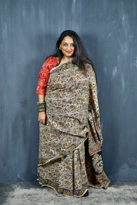 HANDBLOCK MACHILIPATNAM KALAMKARI COTTON SAREE