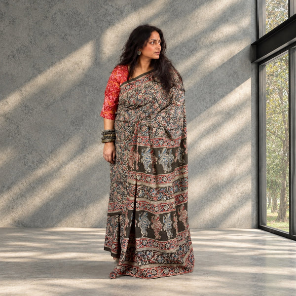 HANDBLOCK MACHILIPATNAM KALAMKARI COTTON SAREE