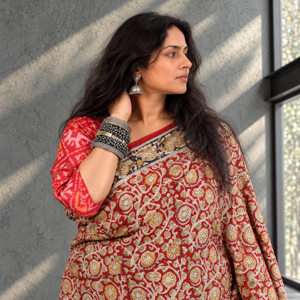 HANDBLOCK MACHILIPATNAM KALAMKARI COTTON SAREE