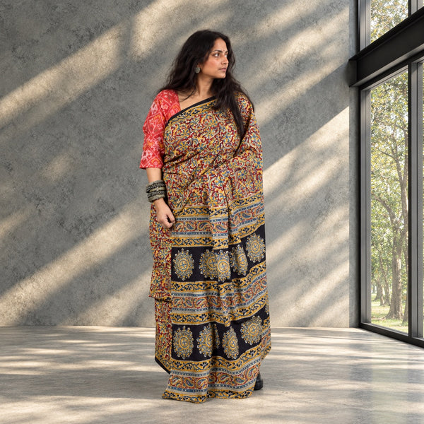 HANDBLOCK MACHILIPATNAM KALAMKARI COTTON SAREE