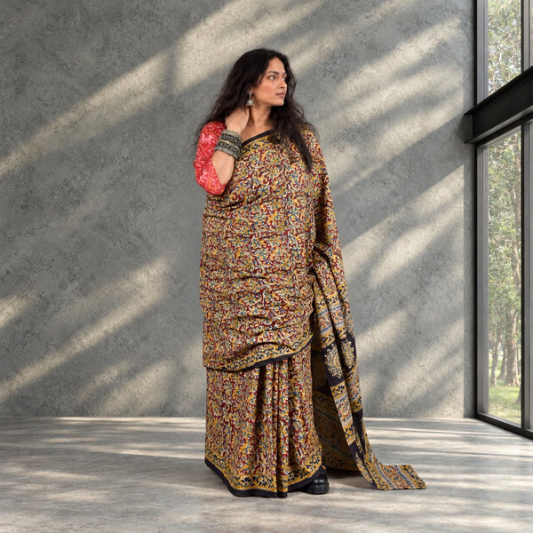 HANDBLOCK MACHILIPATNAM KALAMKARI COTTON SAREE