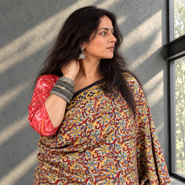 HANDBLOCK MACHILIPATNAM KALAMKARI COTTON SAREE