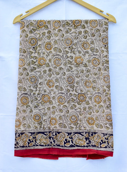 HANDBLOCK MACHILIPATNAM KALAMKARI COTTON SAREE - Neevi by Ridhima