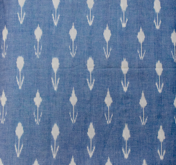 POCHAMPALLY DENIM BLUE SINGLE IKAT FINE COTTON FABRIC - Neevi by Ridhima