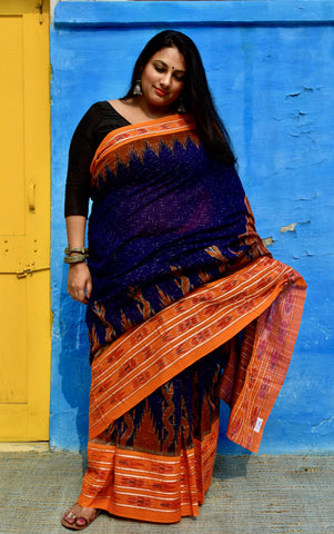 SAMBALPURI SINGLE IKAT COTTON SAREE - Neevi by Ridhima