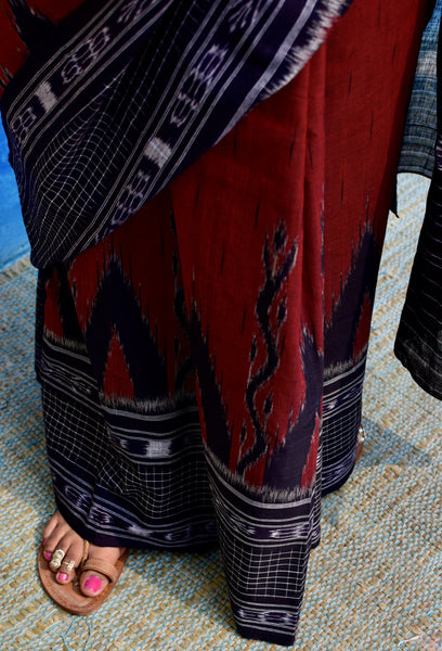 SAMBALPURI SINGLE IKAT COTTON SAREE - Neevi by Ridhima