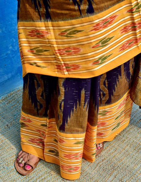 SAMBALPURI SINGLE IKAT COTTON SAREE - Neevi by Ridhima