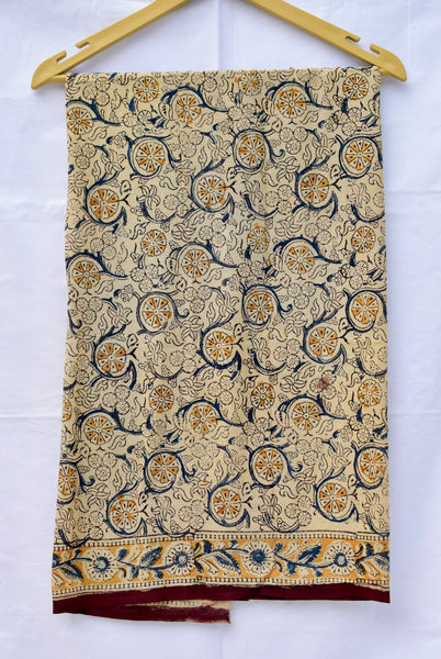 HANDBLOCK MACHILIPATNAM KALAMKARI COTTON SAREE - Neevi by Ridhima