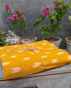 POCHAMPALLY MUSTARD SINGLE IKAT COTTON FABRIC