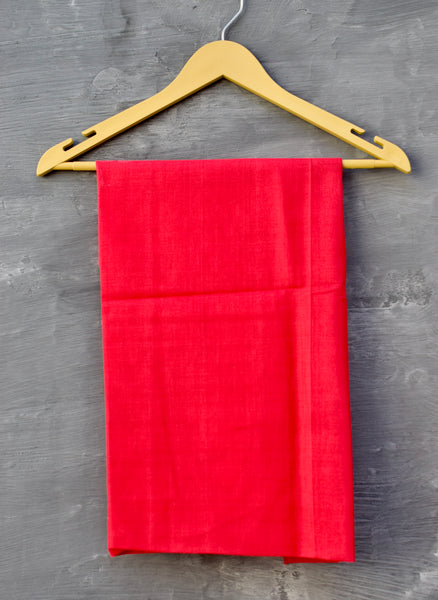 KUNJAR BHAT RASPBERRY RED-APRICOT ORANGE SINGLE IKAT COTTON PATOLA SAREE - Neevi by Ridhima