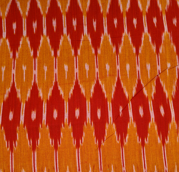 POCHAMPALLY ORANGE-RED SINGLE IKAT COTTON FABRIC