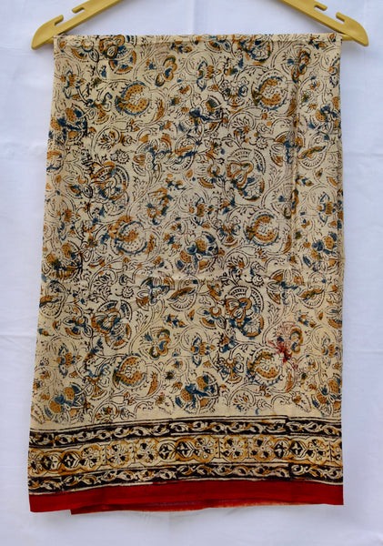 HANDBLOCK MACHILIPATNAM KALAMKARI COTTON SAREE - Neevi by Ridhima