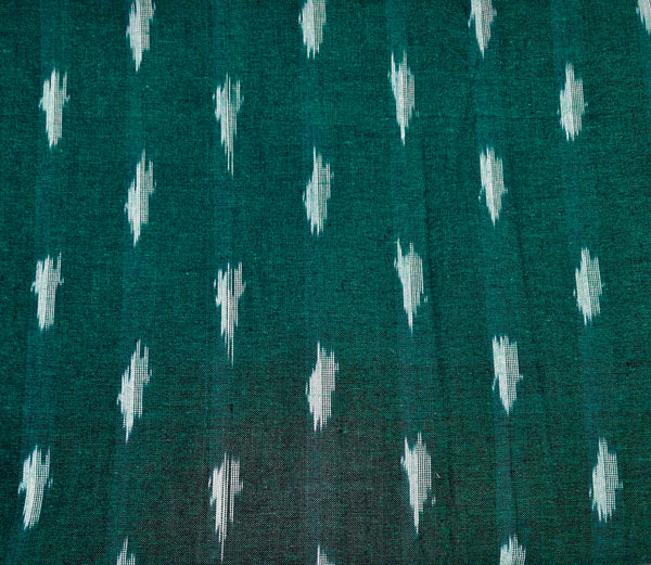 POCHAMPALLY BOTTLE GREEN SINGLE IKAT COTTON FABRIC