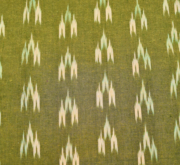 POCHAMPALLY OLIVE GREEN SINGLE IKAT COTTON FABRIC