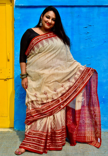 SAMBALPURI SINGLE IKAT COTTON SAREE - Neevi by Ridhima