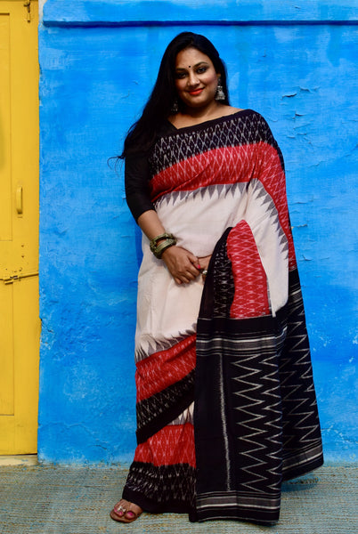 POCHAMPALLY SINGLE IKAT COTTON SAREE - Neevi by Ridhima