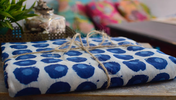 INDIGO HANDBLOCK PRINT COTTON FABRIC - Neevi by Ridhima